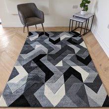 Load image into Gallery viewer, Monochrome Grey Zig Zag Rug - Boston