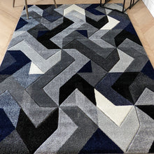 Load image into Gallery viewer, Navy and Grey Arrow Geometric Rug - Boston