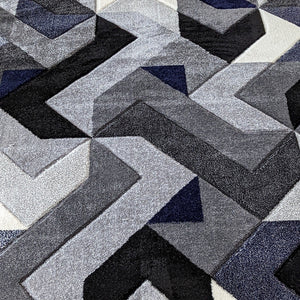 Navy Blue Herringbone Hall Runner Rug - Boston