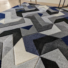 Load image into Gallery viewer, Navy and Grey Arrow Geometric Rug - Boston