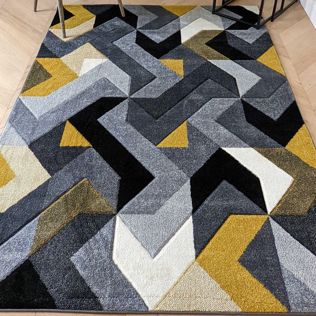 Ochre Yellow Arrow Area Rug - Boston