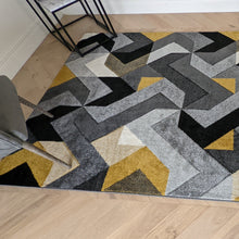 Load image into Gallery viewer, Modern Ochre Yellow Zig Zag Runner Rug - Boston