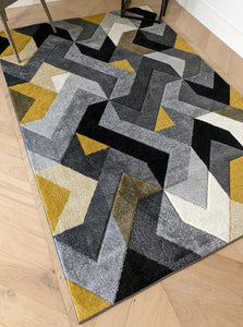 Modern Ochre Yellow Zig Zag Runner Rug - Boston