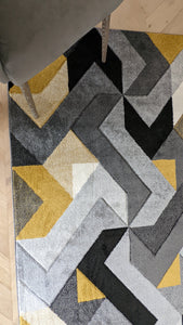 Modern Ochre Yellow Zig Zag Runner Rug - Boston