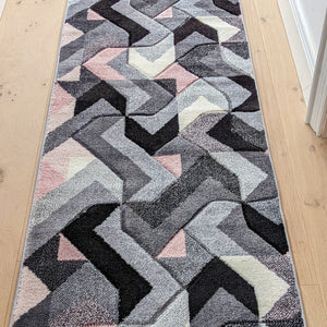 Blush Pink Modern Herringbone Runner Rug - Boston