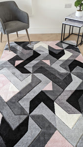 Blush Pink Modern Herringbone Runner Rug - Boston