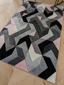 Blush Pink Modern Herringbone Runner Rug - Boston