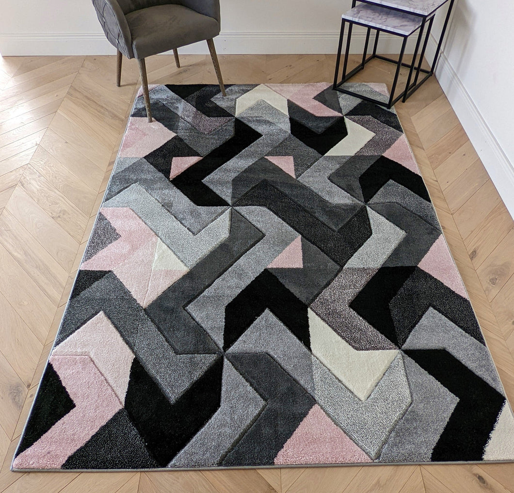 Blush Pink Modern Herringbone Runner Rug - Boston