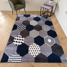 Load image into Gallery viewer, Navy Blue Moroccan Tile Geometric Rug - Boston