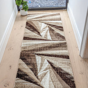 Beige Geometric Hallway Runner - Boston