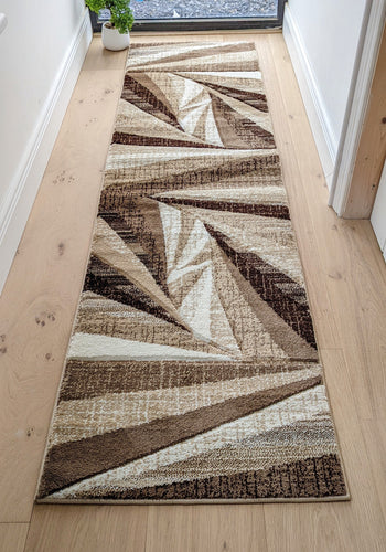 Beige Geometric Hallway Runner - Boston