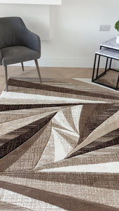 Beige Geometric Living Room Rug - Boston