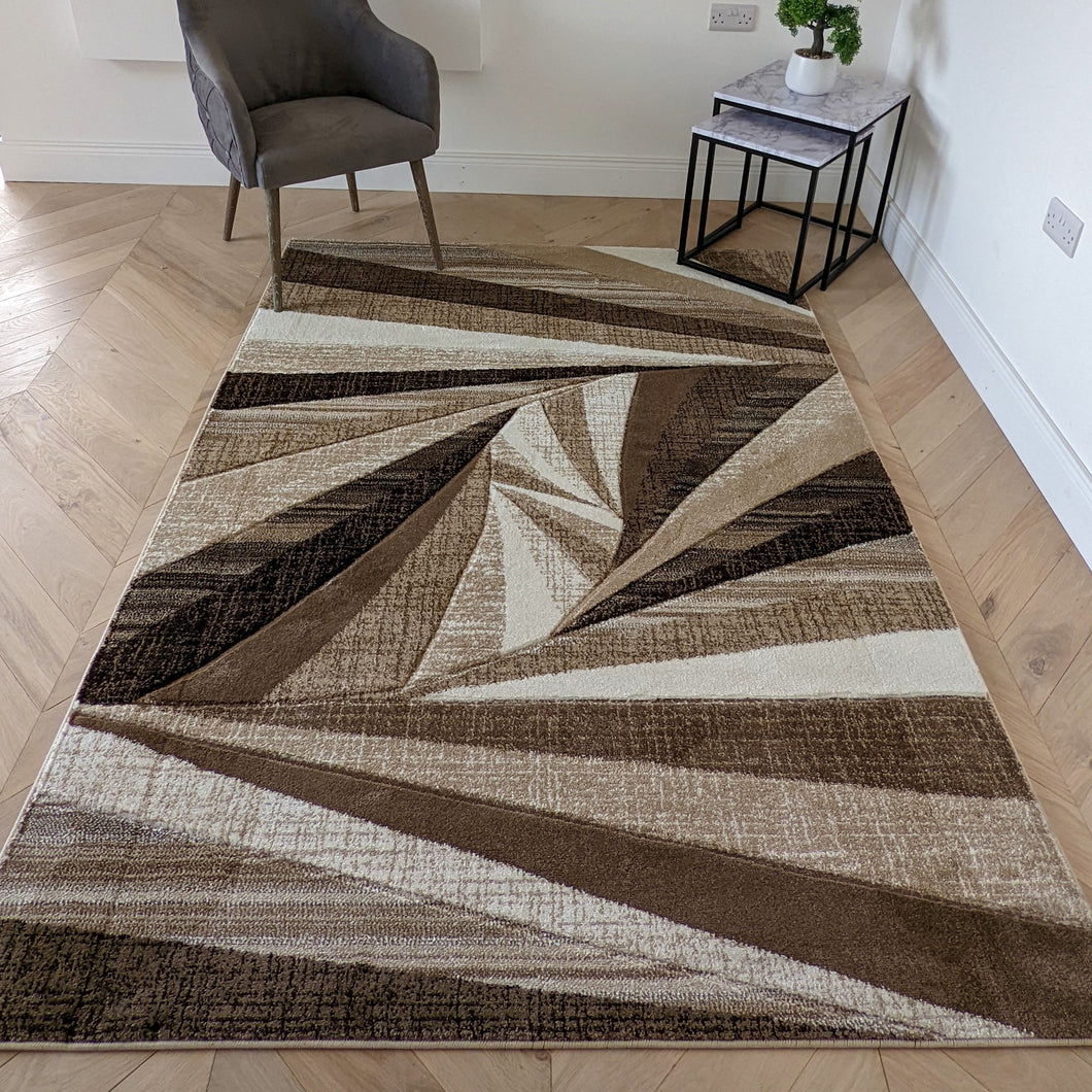 Beige Geometric Living Room Rug - Boston