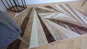 Beige Geometric Living Room Rug - Boston