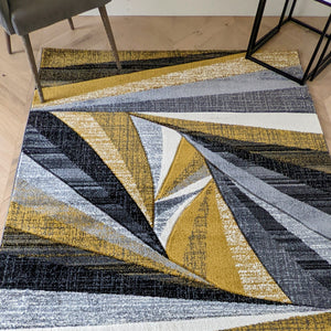 Ochre Yellow Splinter Living Room Rug - Boston