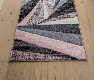 Pink Splinter Geometric Living Room Rug - Boston