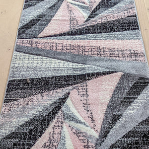 Pink Splinter Geometric Living Room Rug - Boston