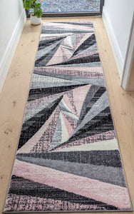 Pink Splinter Geometric Living Room Rug - Boston