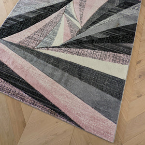 Pink Splinter Geometric Living Room Rug - Boston