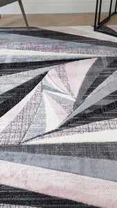 Pink Splinter Geometric Living Room Rug - Boston