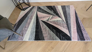 Pink Splinter Geometric Living Room Rug - Boston