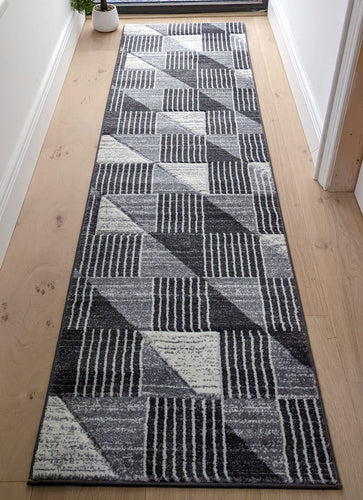 Long Modern Grey Hall Runner - Boston