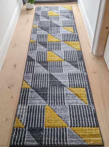 Yellow & Grey Runner Rug