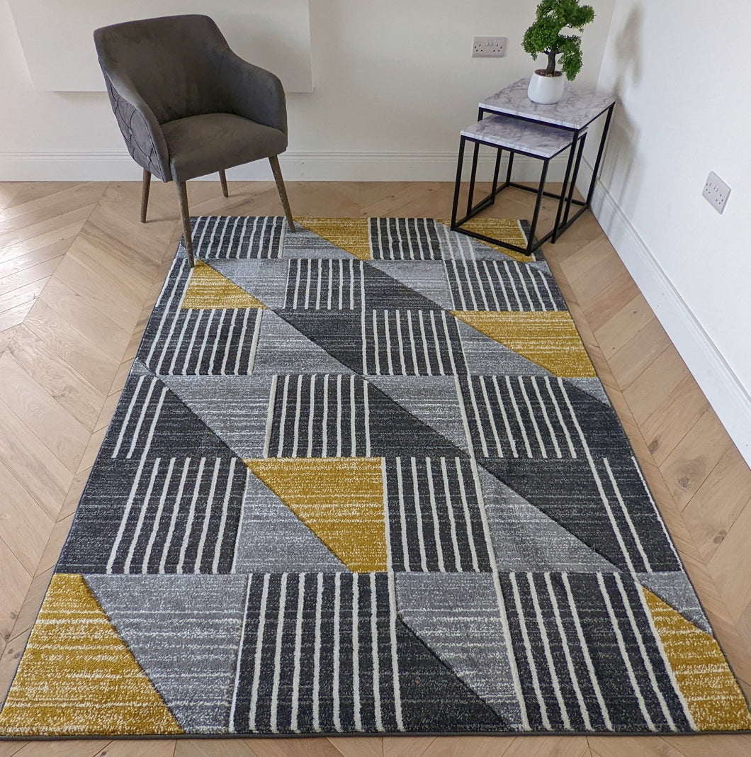 Modern Geometric Ochre Rugs