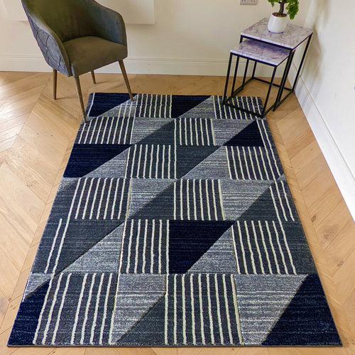 Navy Blue Triangles Area Rug - Boston