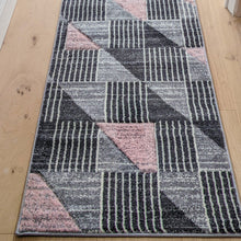 Load image into Gallery viewer, Pink And Grey Triangles Hall Runner Rug - Boston