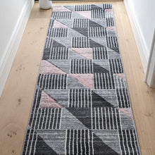 Load image into Gallery viewer, Pink And Grey Triangles Hall Runner Rug - Boston