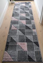 Load image into Gallery viewer, Pink And Grey Triangles Hall Runner Rug - Boston