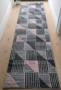 Pink And Grey Triangles Hall Runner Rug - Boston