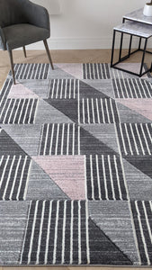 Pink And Grey Triangles Hall Runner Rug - Boston