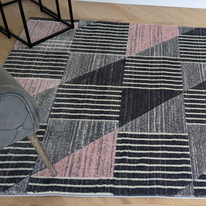 Pink And Grey Triangles Hall Runner Rug - Boston