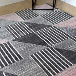 Pink And Grey Triangles Hall Runner Rug - Boston