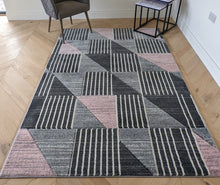 Load image into Gallery viewer, Pink And Grey Triangles Hall Runner Rug - Boston