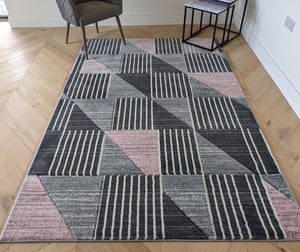 Pink And Grey Triangles Hall Runner Rug - Boston