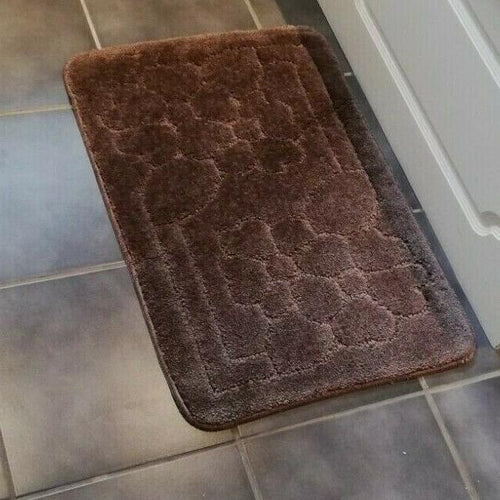 Brown Washable Bathroom Mat