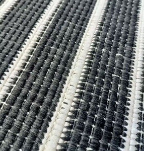 Black and Grey Reversible Striped Outdoor Rug - Capri