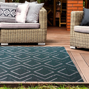 Green Reversible Moroccan Trellis Outdoor Rug - Capri