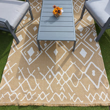 Load image into Gallery viewer, Gold Fringed Flatweave Outdoor Garden Rug - Casa