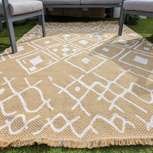 Load image into Gallery viewer, Gold Fringed Flatweave Outdoor Garden Rug - Casa