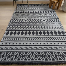 Load image into Gallery viewer, Dark Grey Fringed Scandi Flatweave Outdoor Rug - Casa