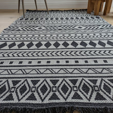 Load image into Gallery viewer, Dark Grey Fringed Scandi Flatweave Outdoor Rug - Casa