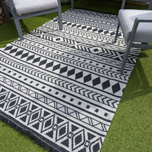 Load image into Gallery viewer, Dark Grey Fringed Scandi Flatweave Outdoor Rug - Casa
