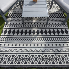 Load image into Gallery viewer, Dark Grey Fringed Scandi Flatweave Outdoor Rug - Casa