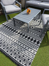 Load image into Gallery viewer, Dark Grey Fringed Scandi Flatweave Outdoor Rug - Casa