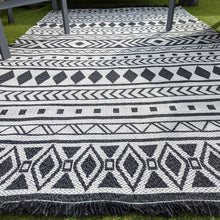 Load image into Gallery viewer, Dark Grey Fringed Scandi Flatweave Outdoor Rug - Casa