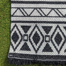 Load image into Gallery viewer, Dark Grey Fringed Scandi Flatweave Outdoor Rug - Casa